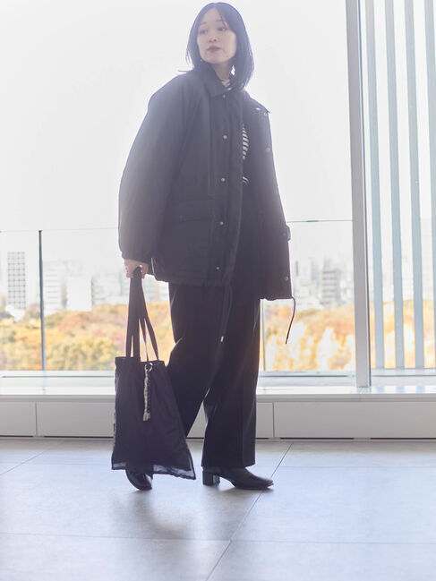 Samansa Mos2 blue「襟付中綿ブルゾン」|ブルゾン・スタジャン|