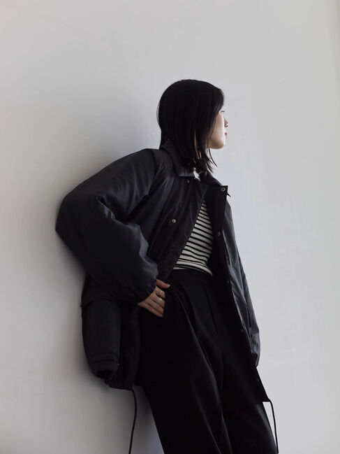 Samansa Mos2 blue「襟付中綿ブルゾン」|ブルゾン・スタジャン|