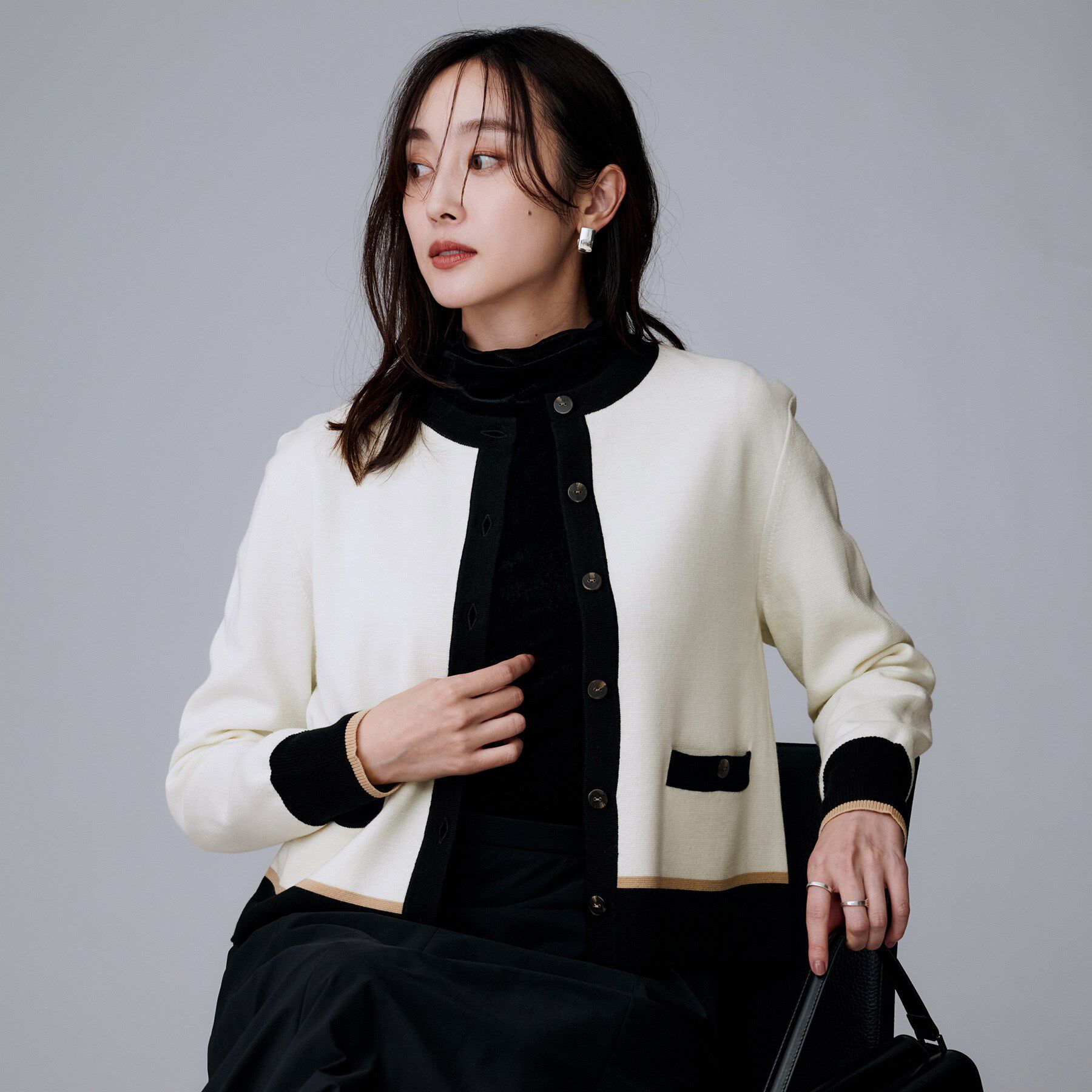 UNTITLED「【アンサンブル可/ジャケット風】ウールミラノリブカーディガン」|カーディガン|