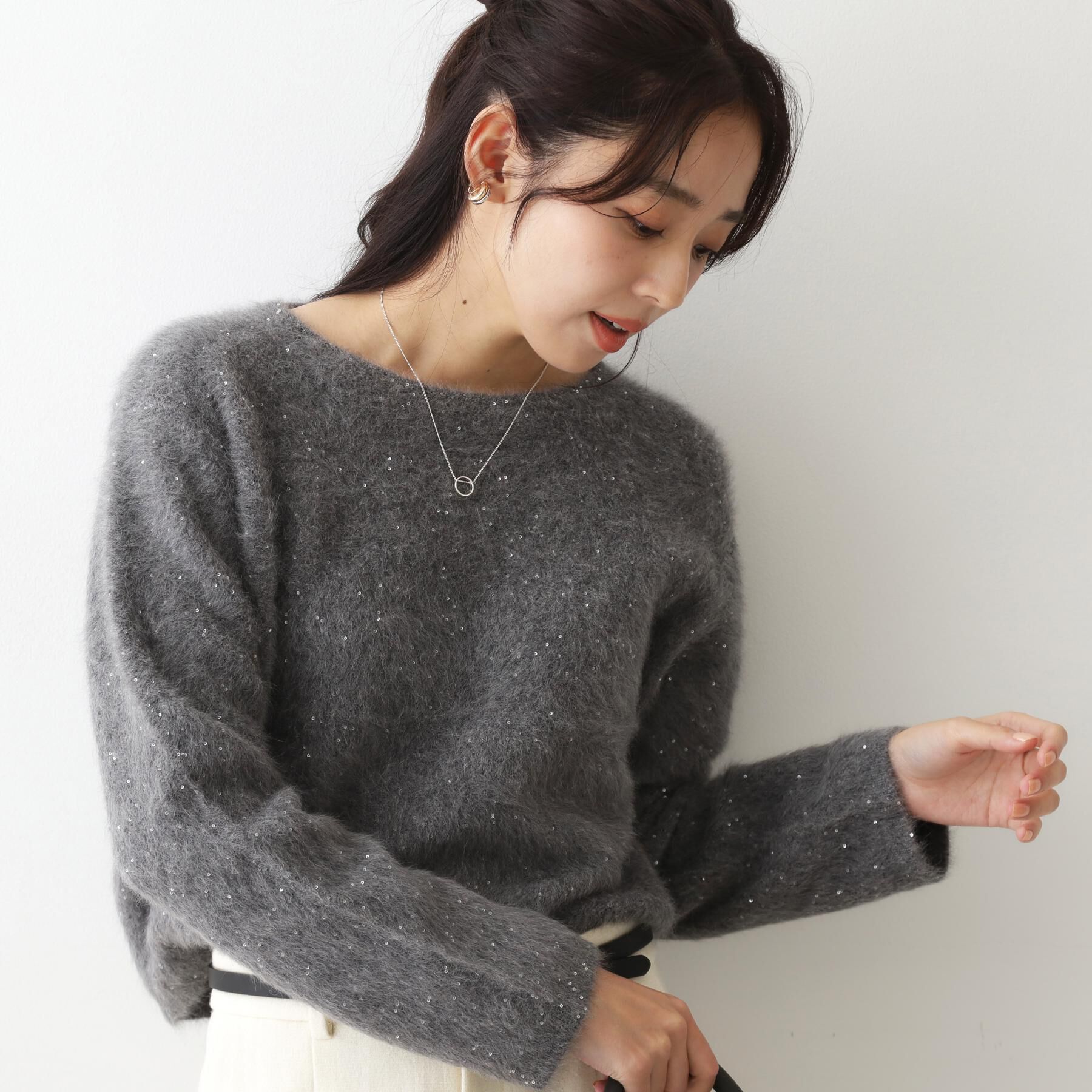 COUP DE CHANCE「【フォックス混／軽い着心地】ショート丈ニットトップス」|ニット・セーター|