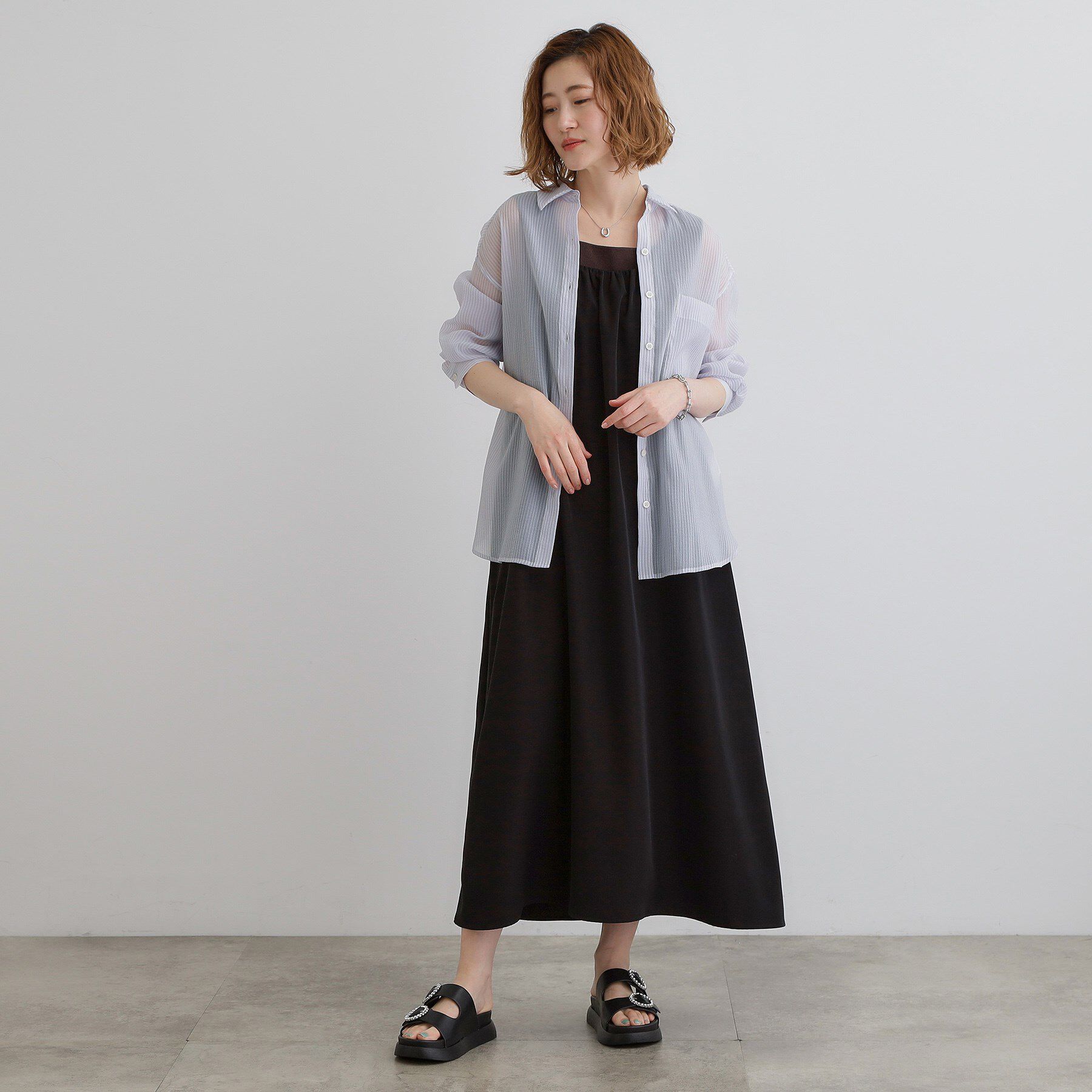 grove「【大人の抜け感スタイル】ストライプアソートシアーオーバーシャツ」|シャツ・ブラウス|