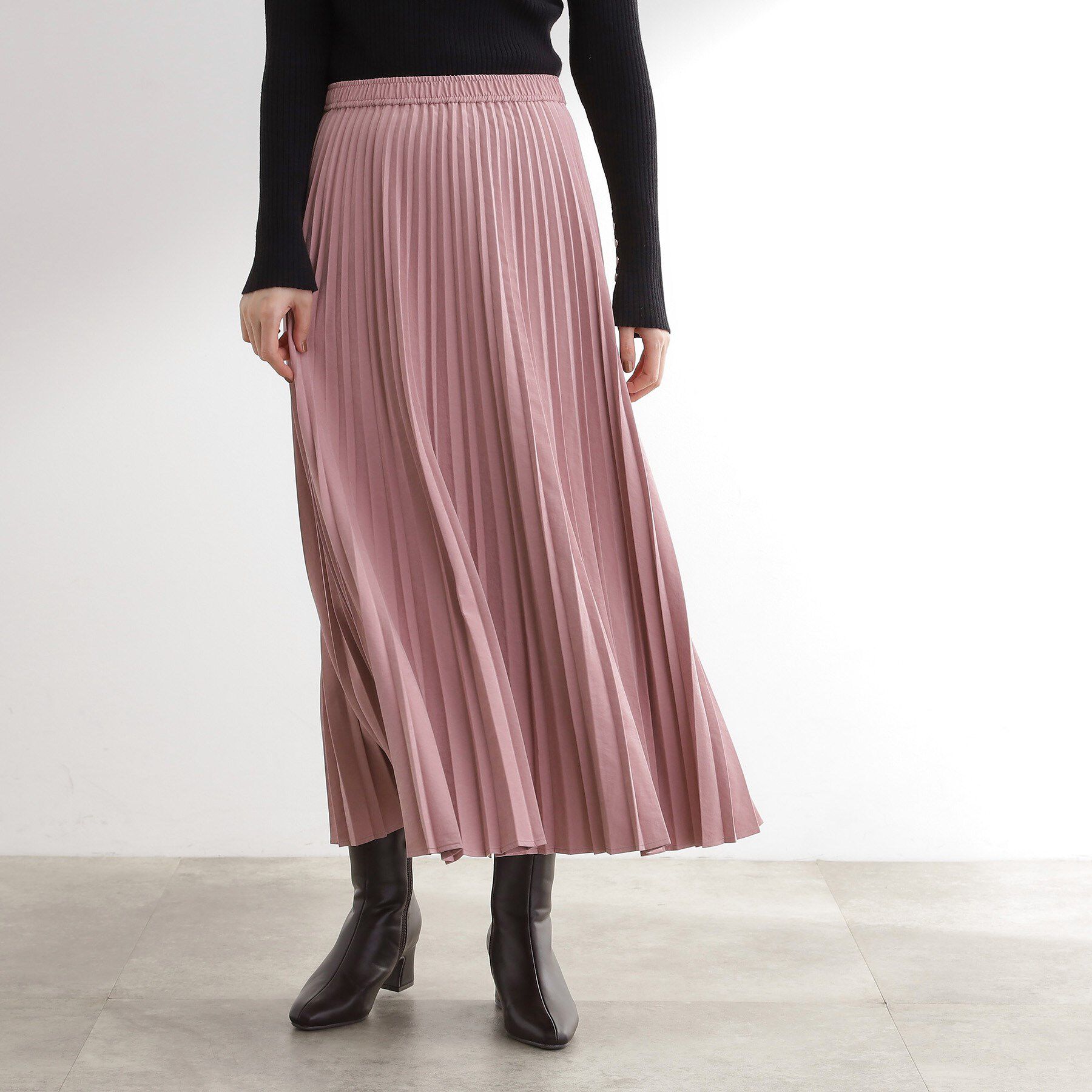 grove「すっきり見えて、やさしく揺れる。大人のスエードライクプリーツスカート」|スカート|