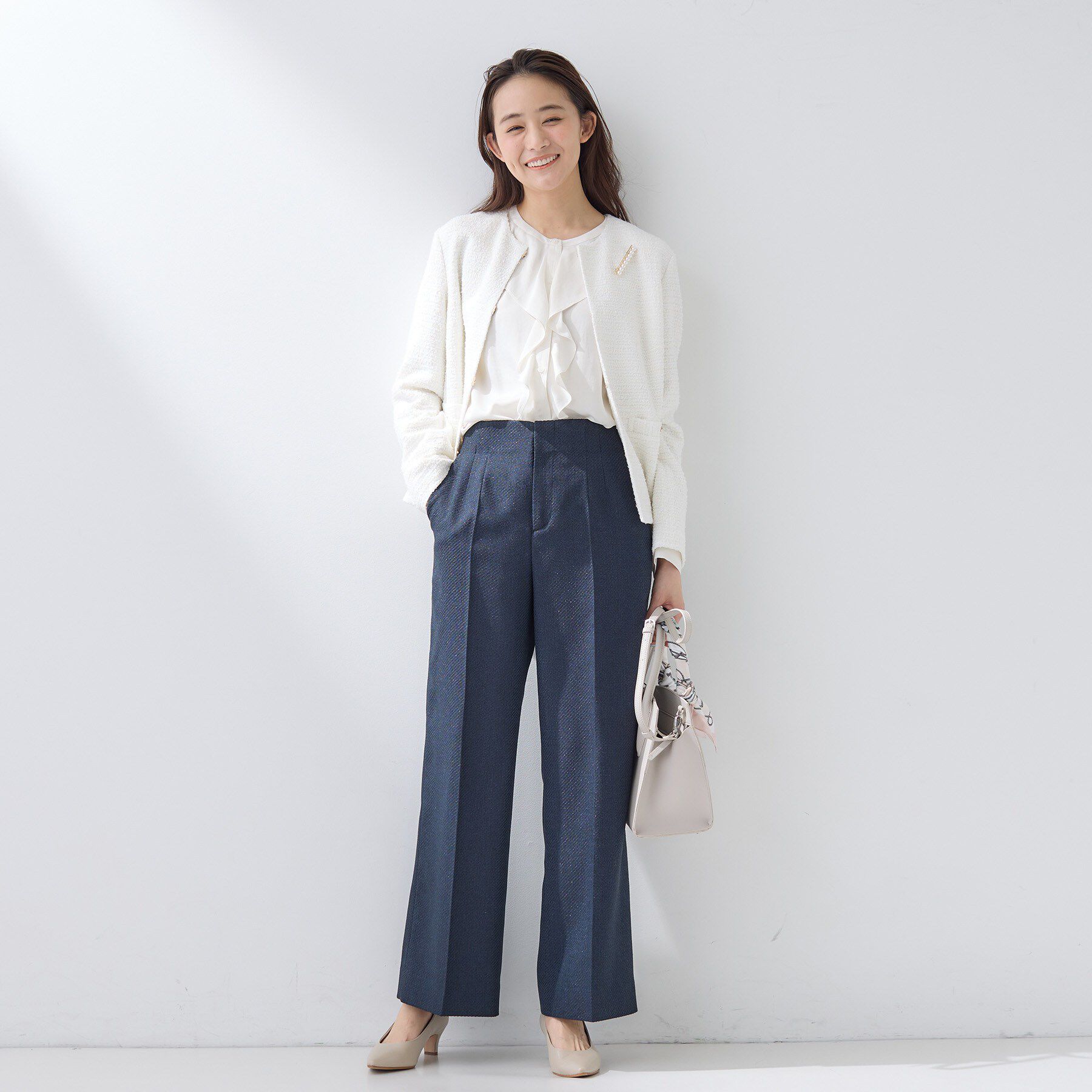 INDIVI「【褒められパンツ/ウール調素材】ラメ混ワイドパンツ」|その他|