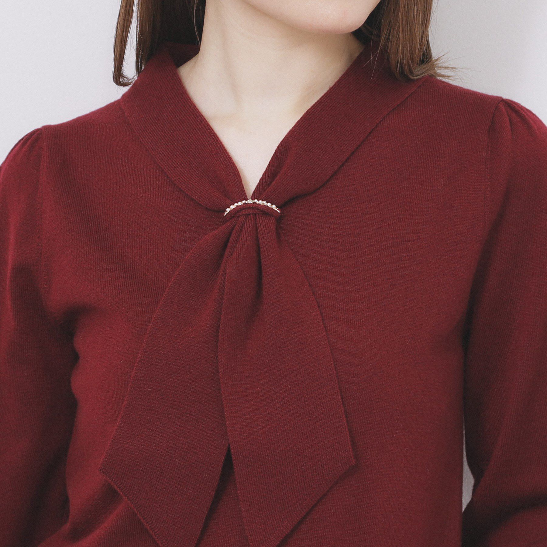 index「ゴールドパーツ付きボウタイニット【洗濯機OK】《10col/XS～LL》」|ニット・セーター|