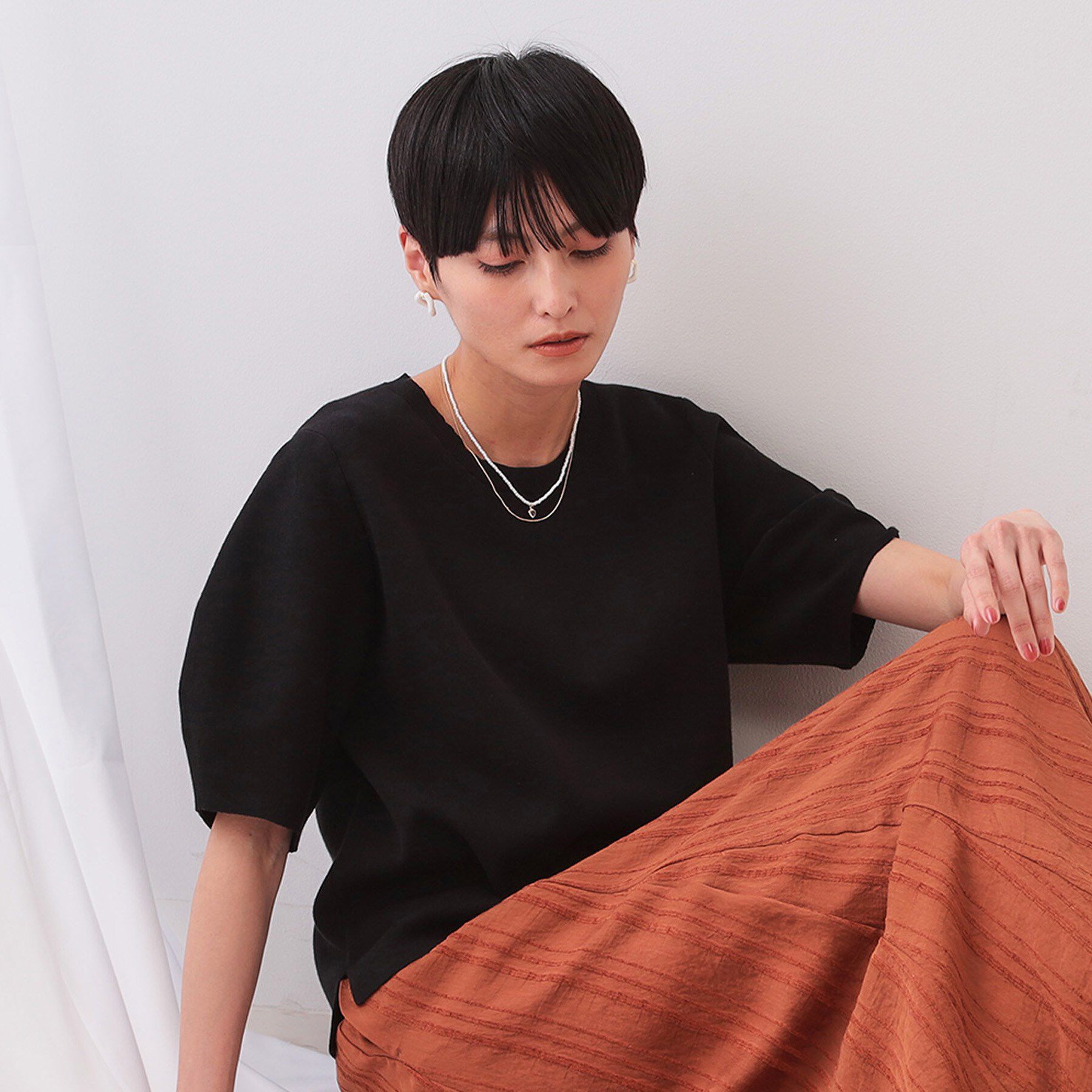 OPAQUE.CLIP「カーブスリーブニット【UV/洗濯機洗い可】」|ニット・セーター|