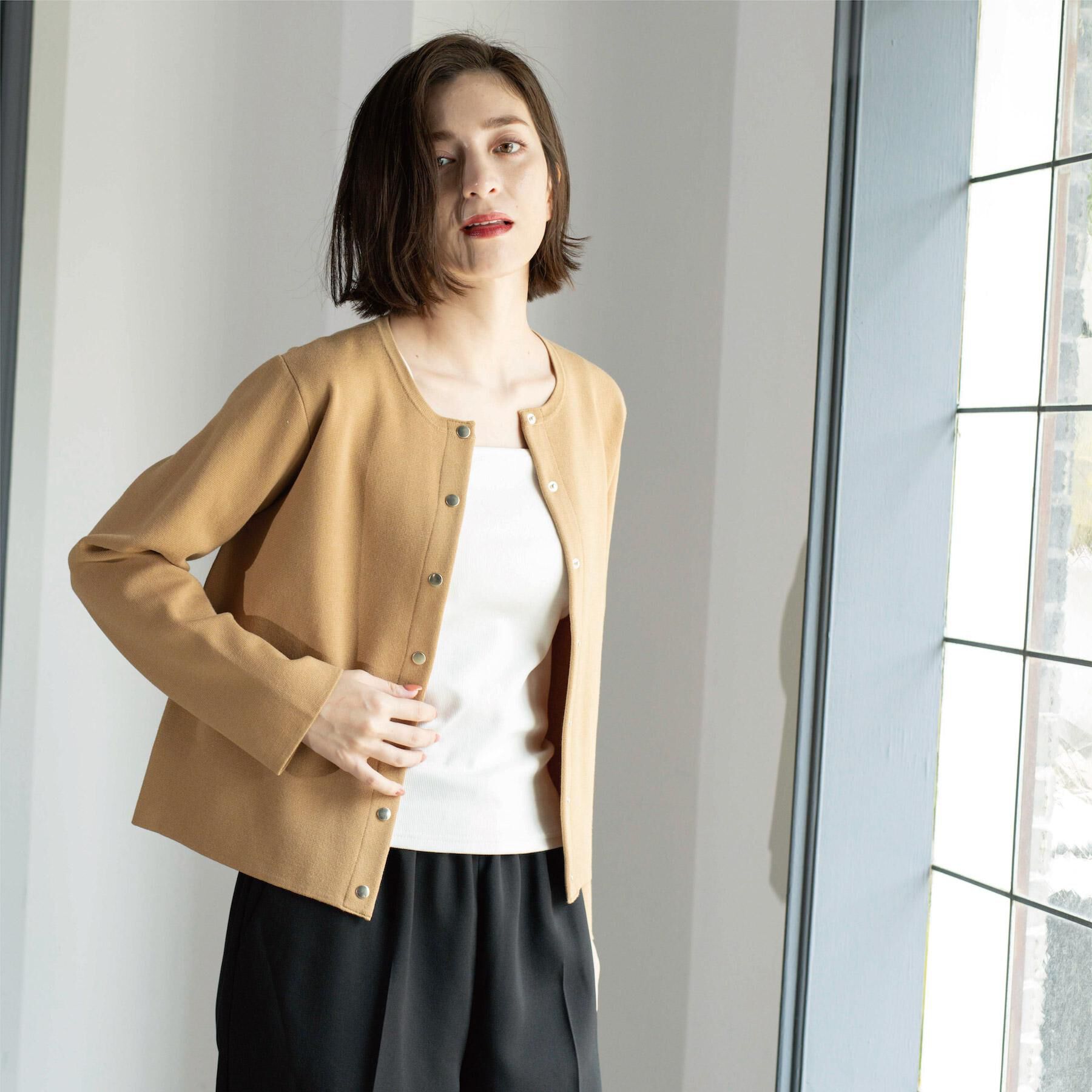 OPAQUE.CLIP「スナップボタンニットカーディガン【UVケア/洗濯機OK】《6col/S～LL》」|カーディガン|