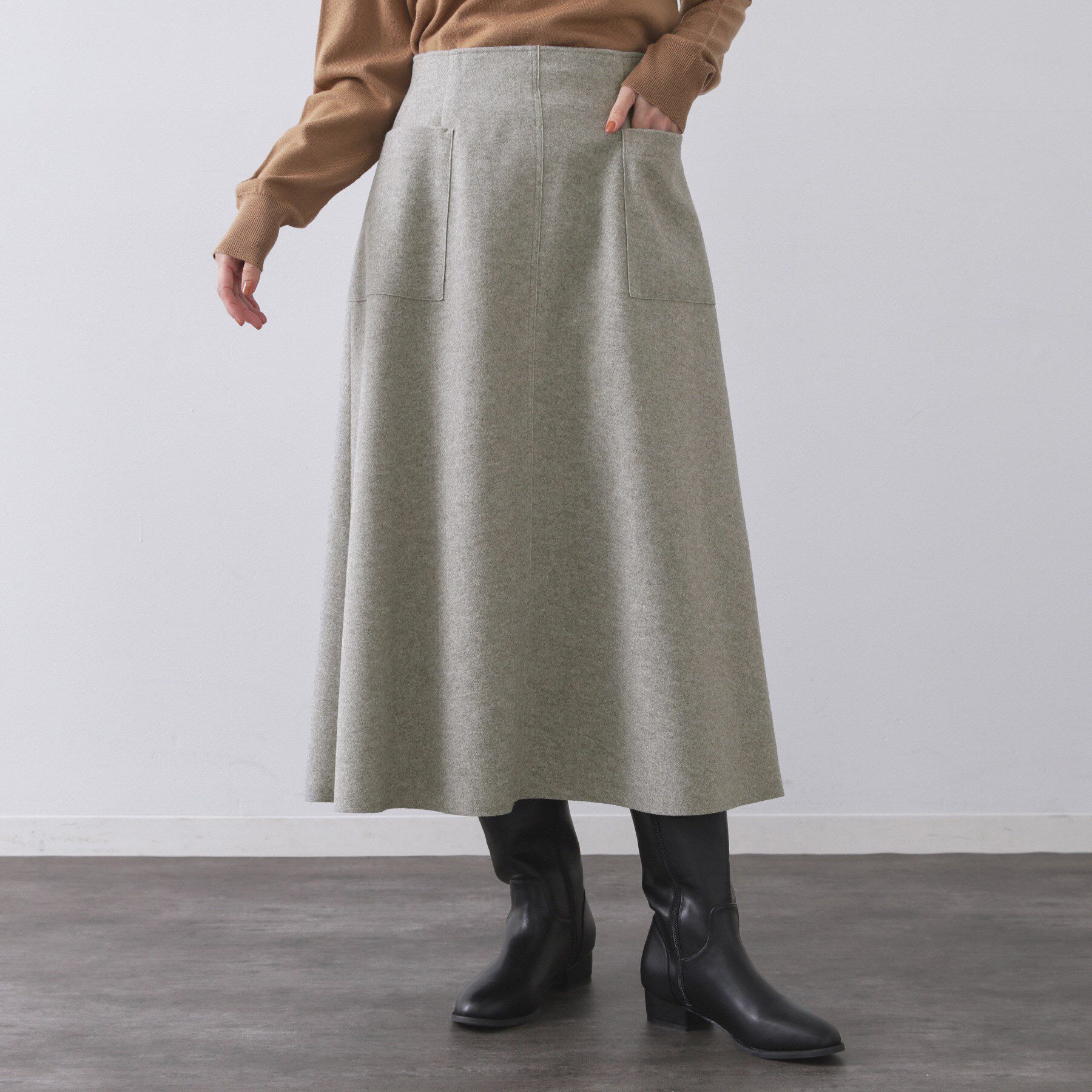 OPAQUE.CLIP「ウールライクフレアスカート【洗濯機OK】」|スカート|