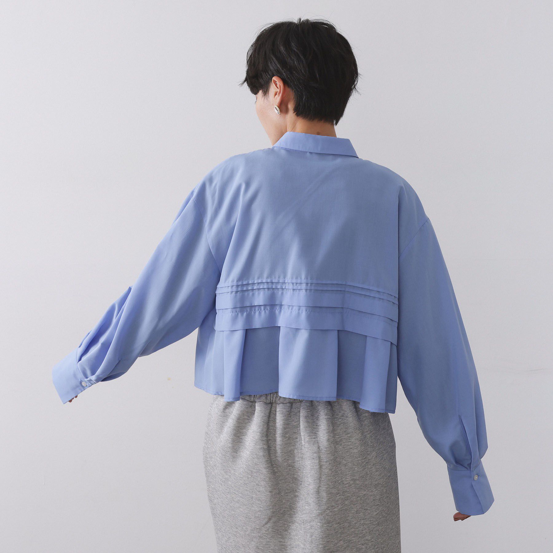 OPAQUE.CLIP「ピンタックフリルショートシャツ【洗濯機OK】」|シャツ・ブラウス|