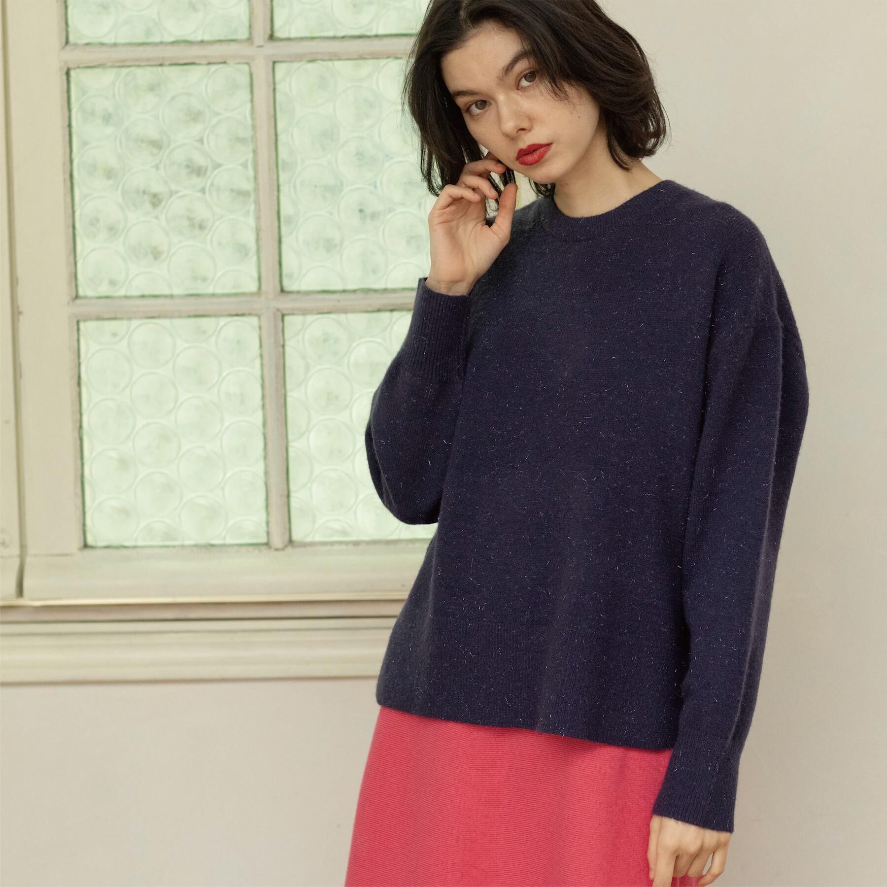 OPAQUE.CLIP「きらきらクルーミドルゲージニット【洗濯機OK】」|ニット・セーター|