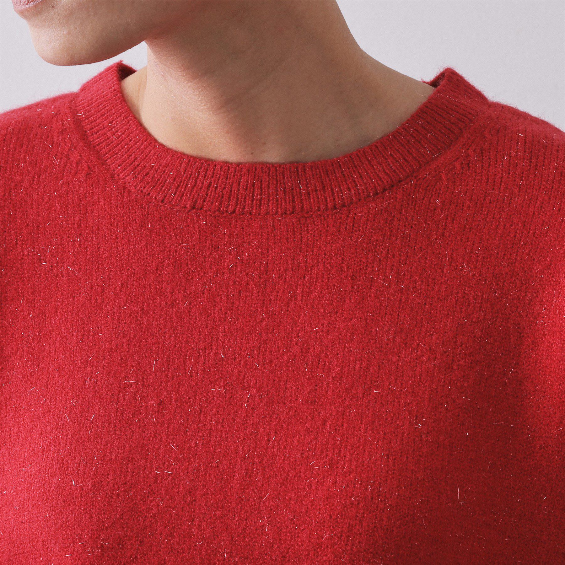 OPAQUE.CLIP「きらきらクルーミドルゲージニット【洗濯機OK】」|ニット・セーター|