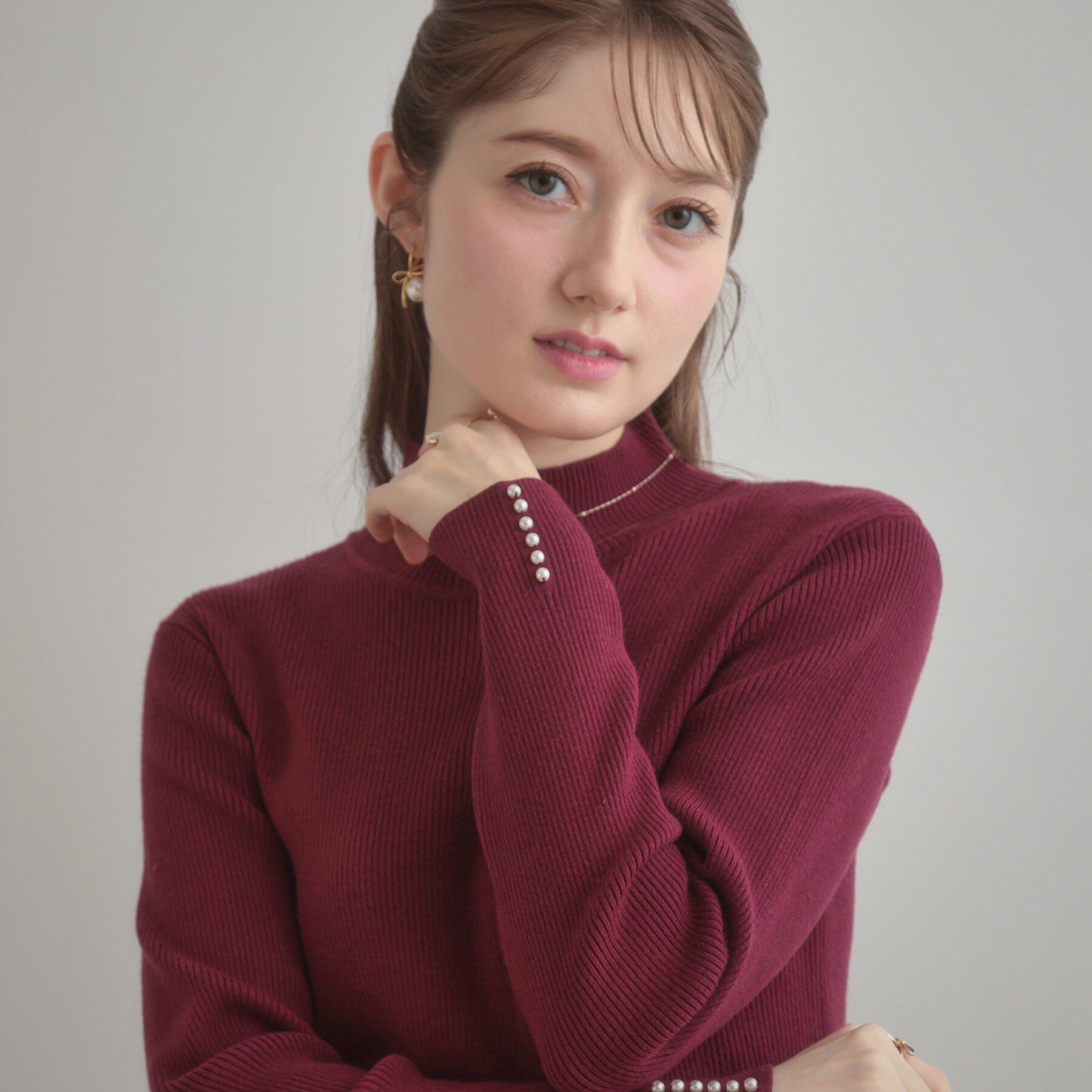 Couture broach「【多機能・フェミニン】パール調リブニット」|ニット・セーター|