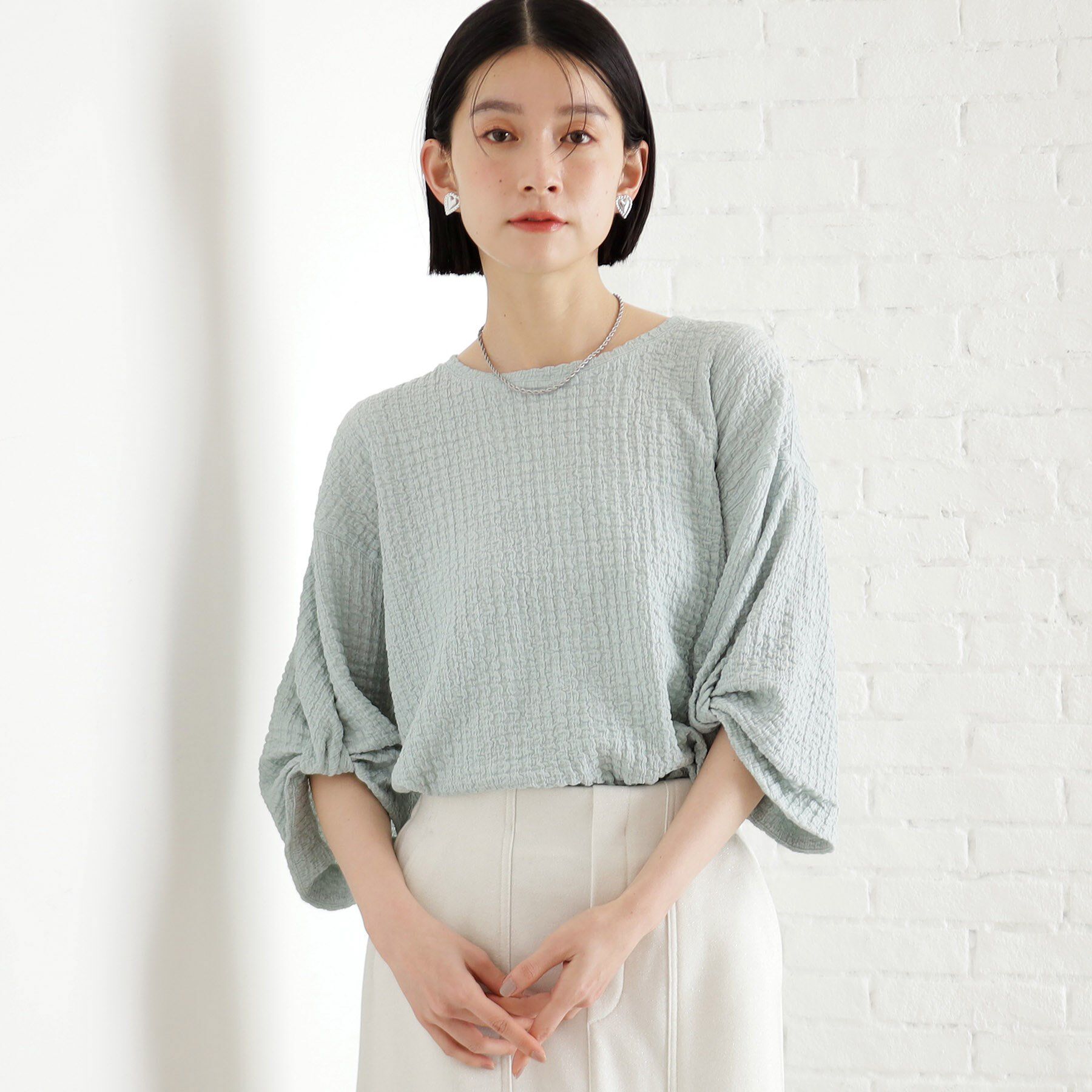 THE SHOP TK「ポコポコ袖タックプルオーバー【洗濯機OK】」|Tシャツ・カットソー|