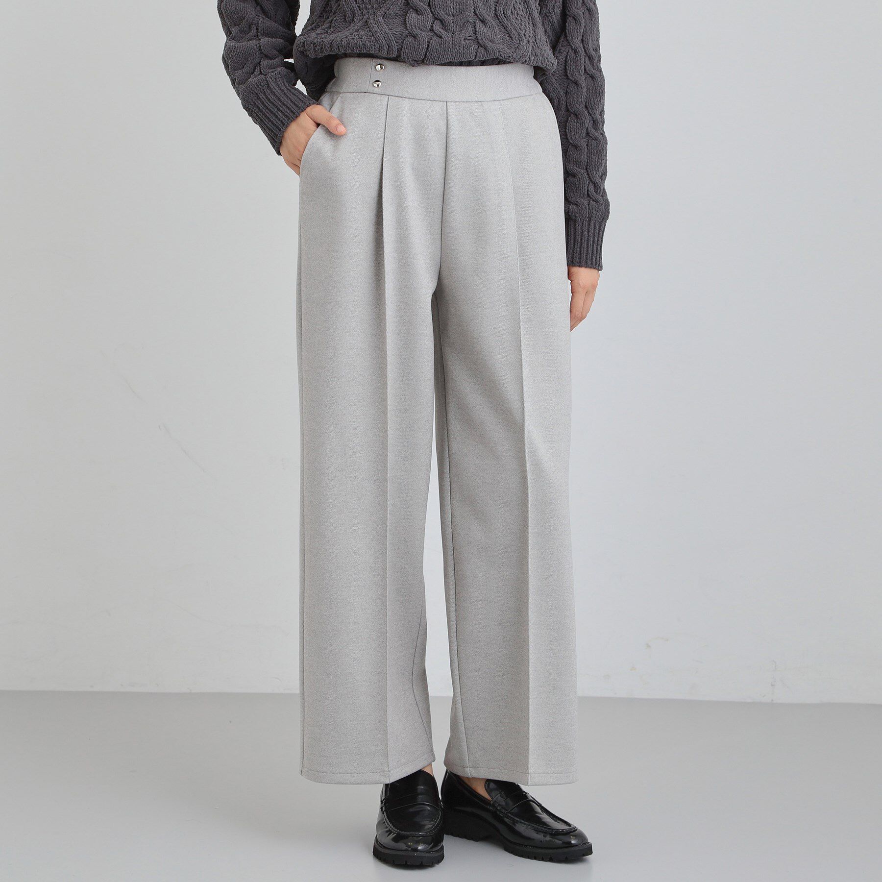 THE SHOP TK「ピンタックワイドパンツ」|その他|グレージュ(050)