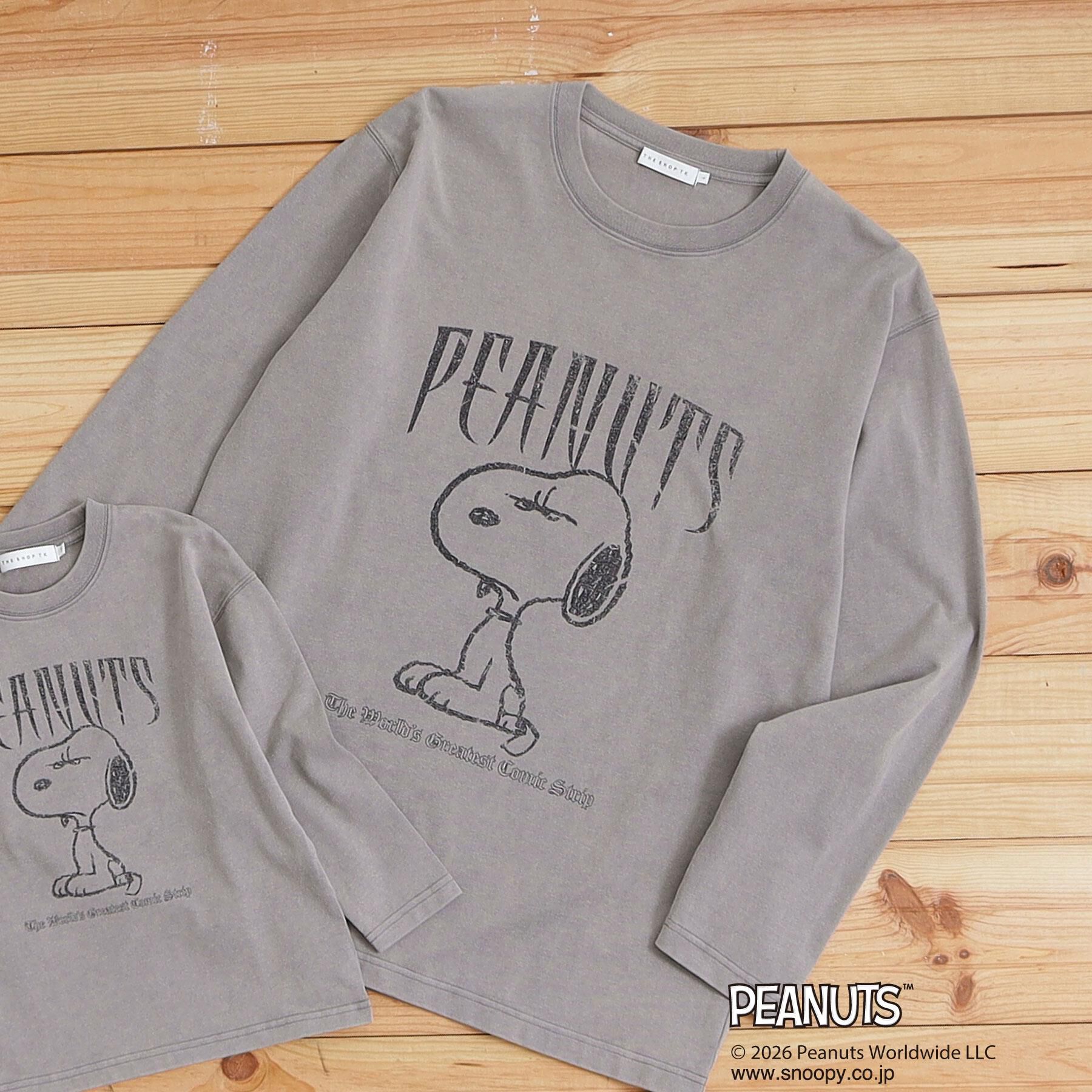 THE SHOP TK「PEANUTS ／ ピーナッツ スヌーピー ヴィンテージ風プリント長袖Tシャツ」|Tシャツ・カットソー|グレー(012)