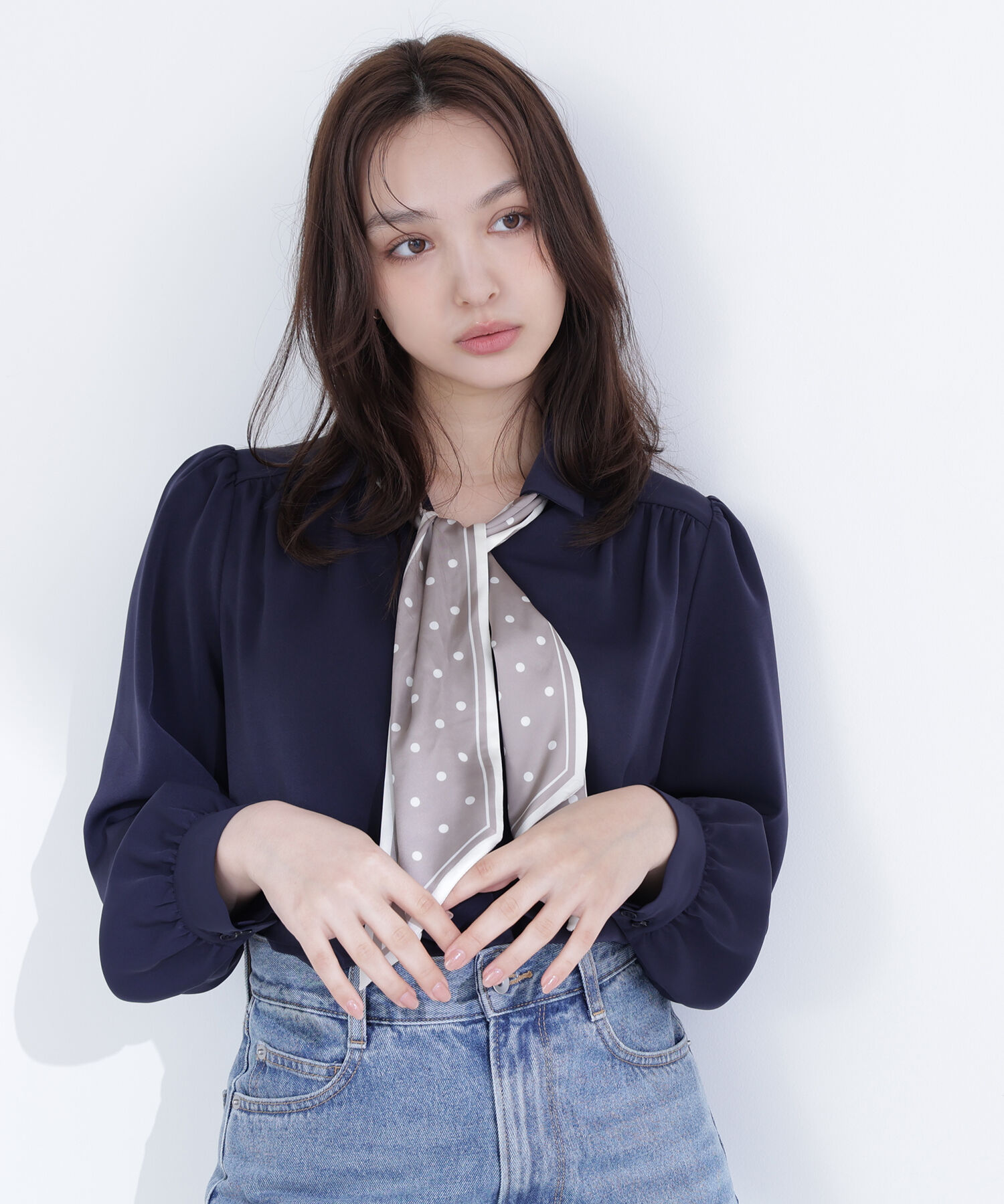  「デザインスカーフ付ブラウス」|シャツ・ブラウス|