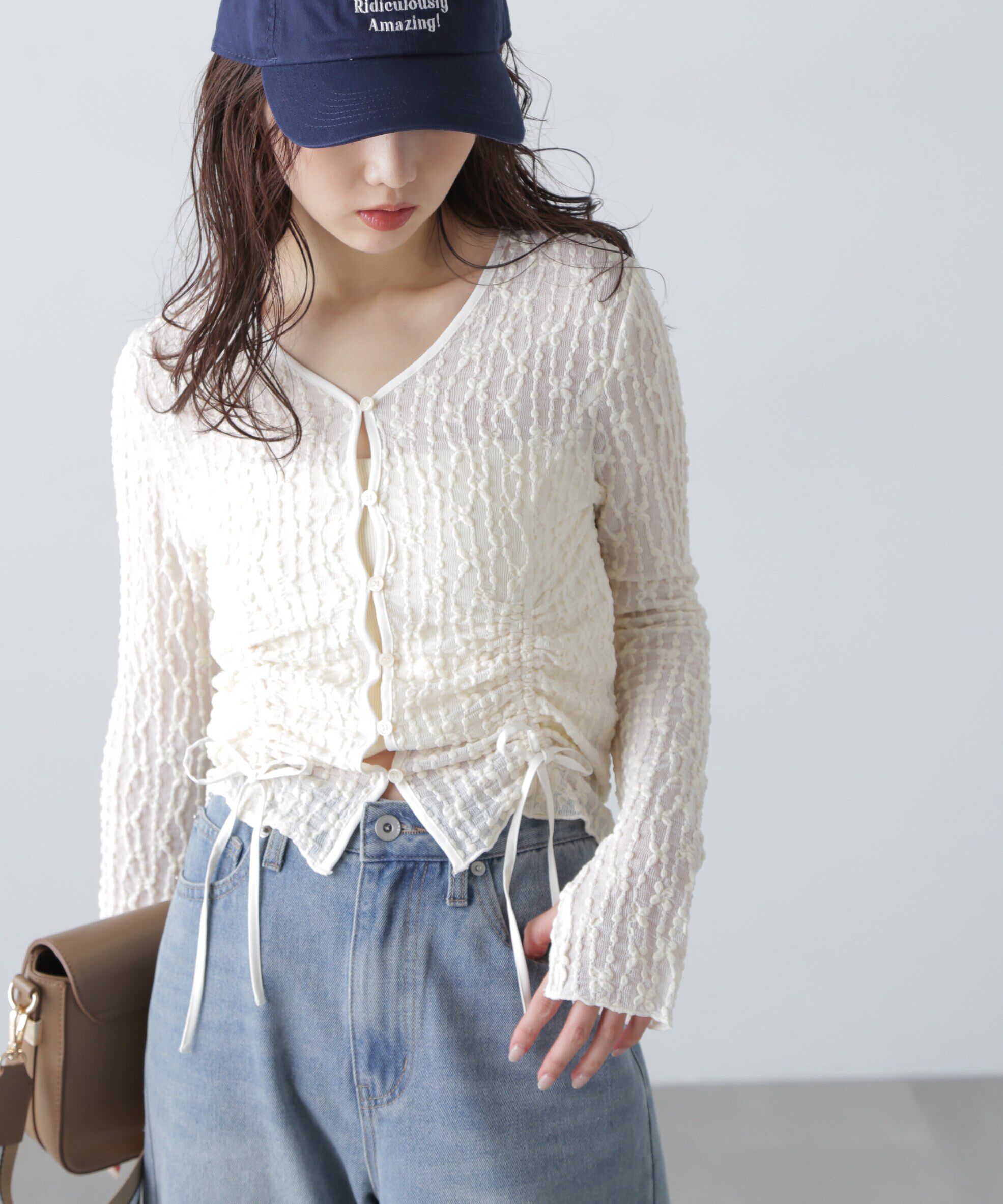  「シアーレースドロストカーディガン」|Tシャツ・カットソー|オフホワイト