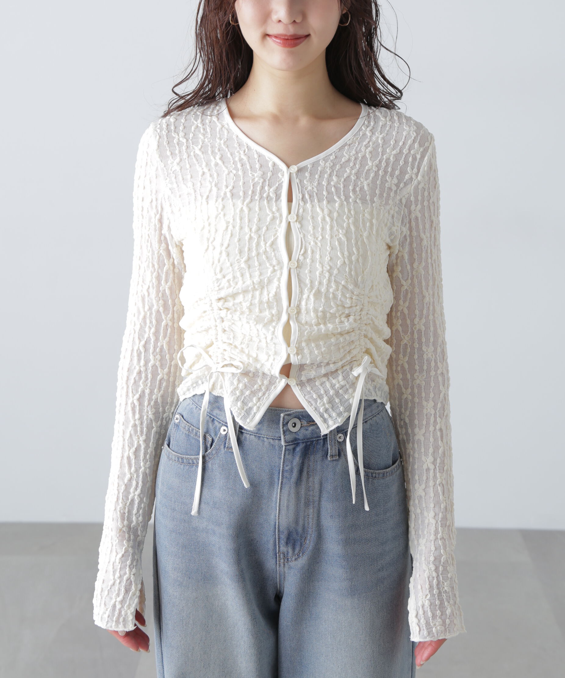  「シアーレースドロストカーディガン」|Tシャツ・カットソー|