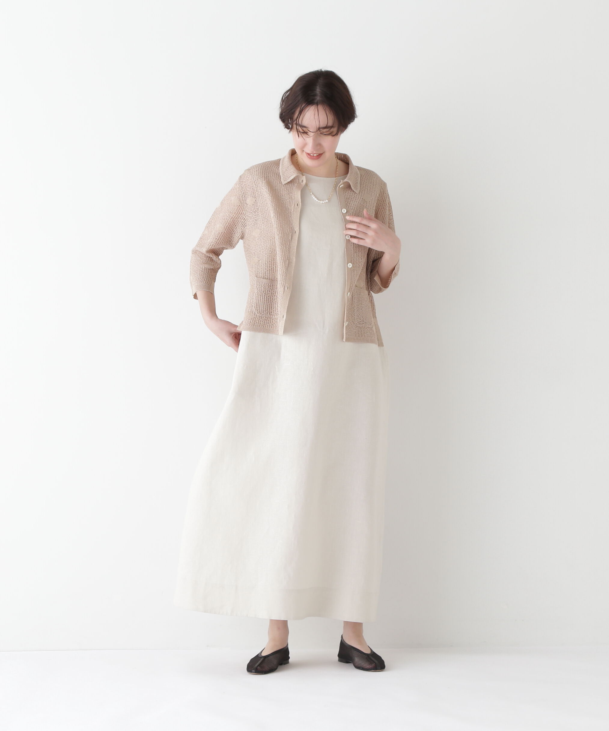  「◆リネンボートネックロングワンピース」|ワンピース|