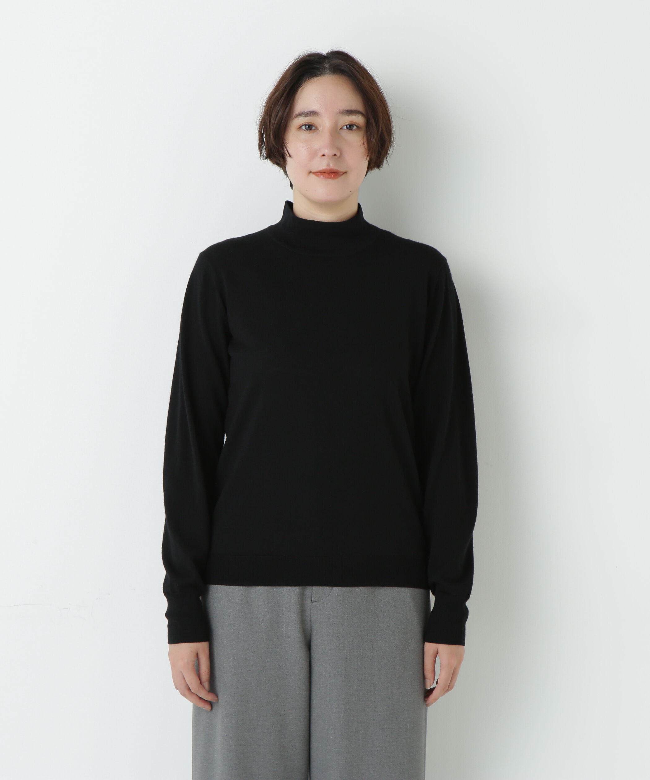  「梳毛天竺ハイネックプルオーバー」|ニット・セーター|