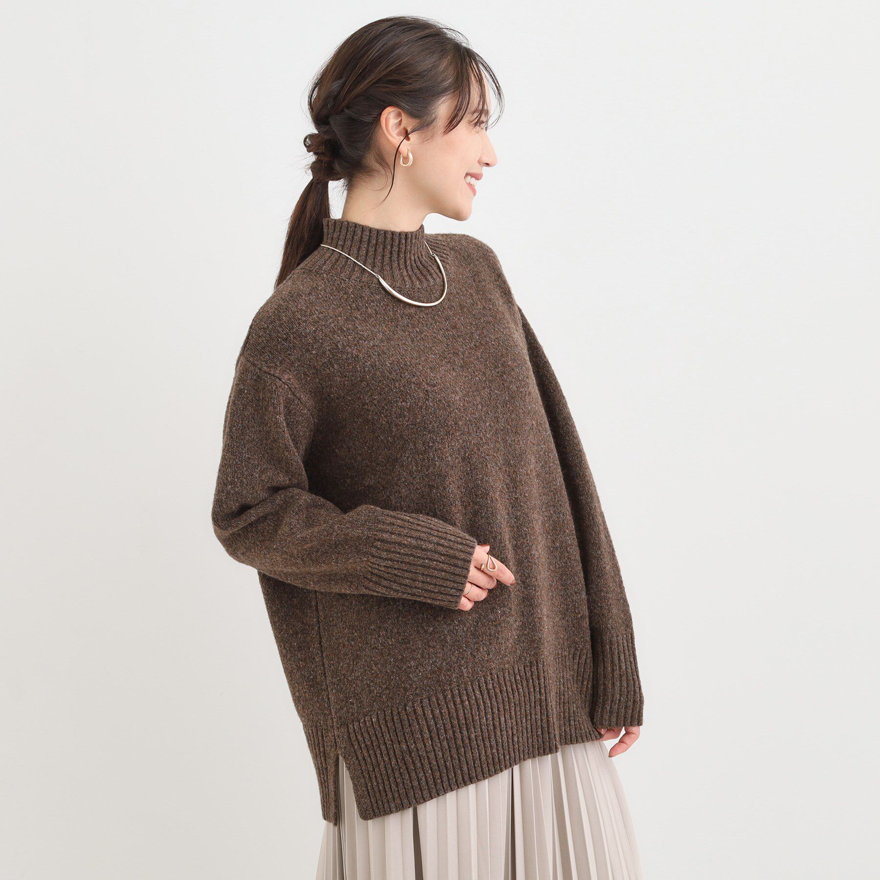 SHOO･LA･RUE「【S-LL】ゆるシルエットな メランジタートルニット」|ニット・セーター|