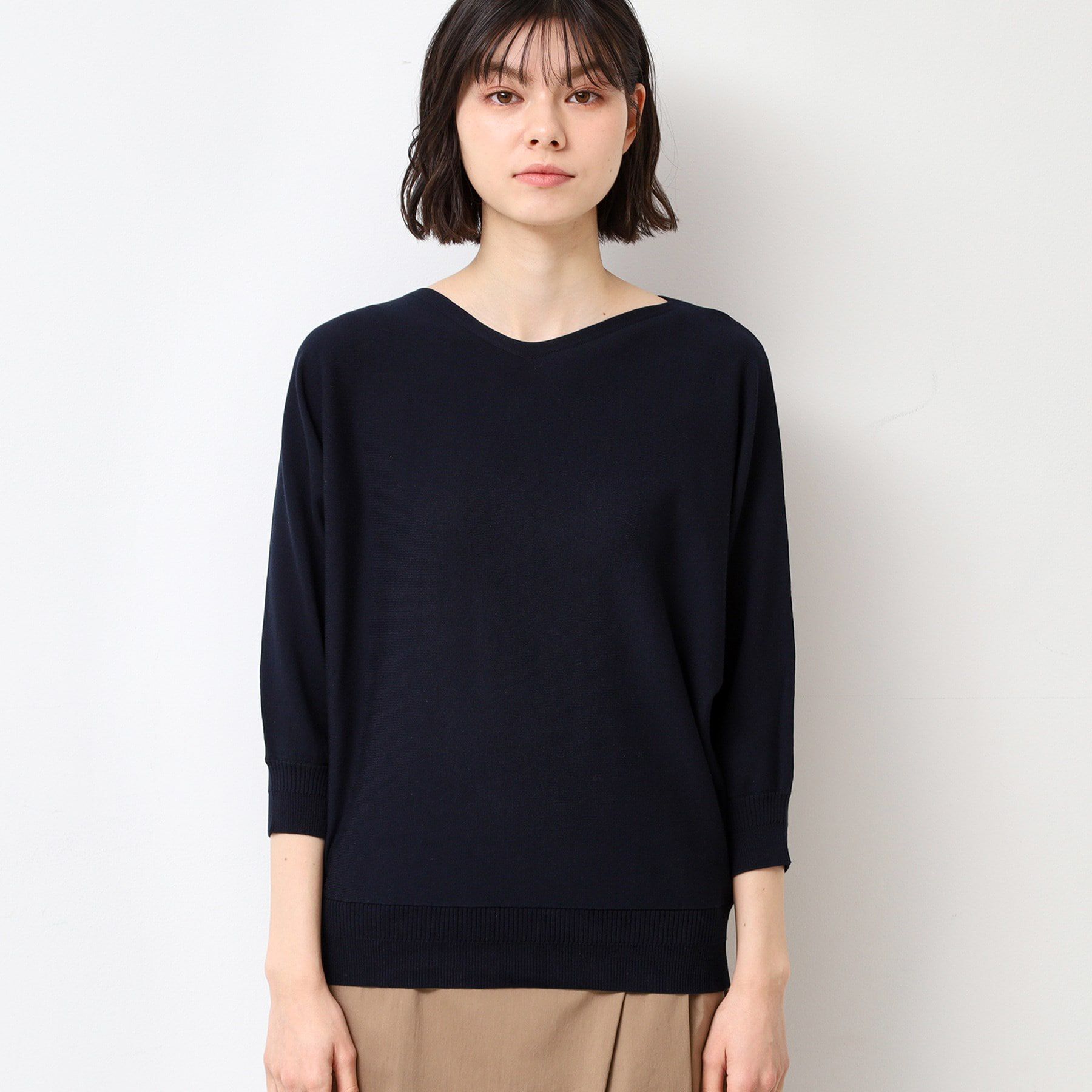 Dessin「【選べる7色展開・洗える】後ろボタンニットプルオーバー七分袖（XS～L）」|ニット・セーター|