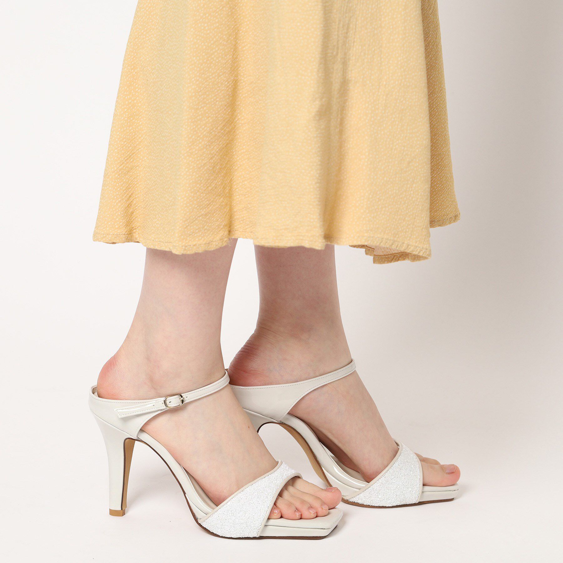 ESPERANZA「スクエアトゥグリッターミュール」|サンダル|