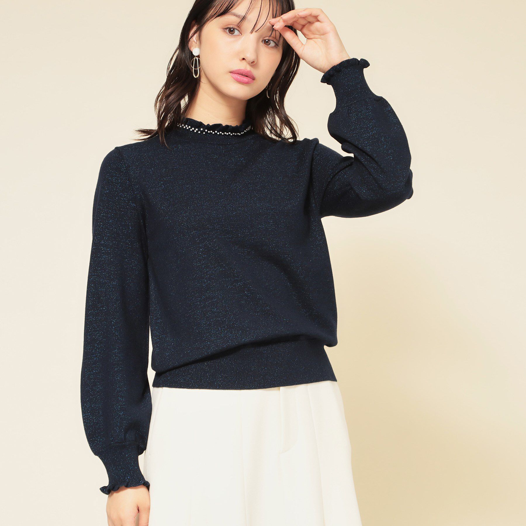 SunaUna「【SS～Lサイズ展開／6色展開】パール調ニット」|ニット・セーター|