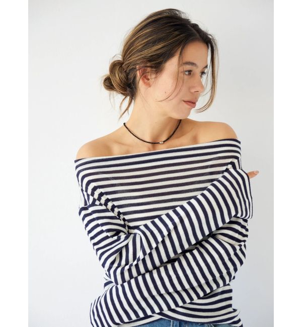 Ungrid「オフショルデザインシアーロングスリーブTee」|Tシャツ・カットソー|