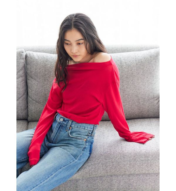 Ungrid「オフショルデザインシアーロングスリーブTee」|Tシャツ・カットソー|