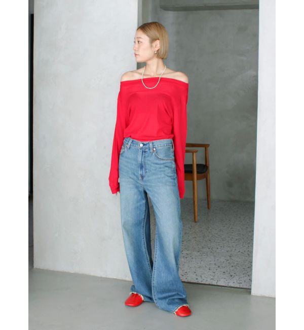 Ungrid「オフショルデザインシアーロングスリーブTee」|Tシャツ・カットソー|