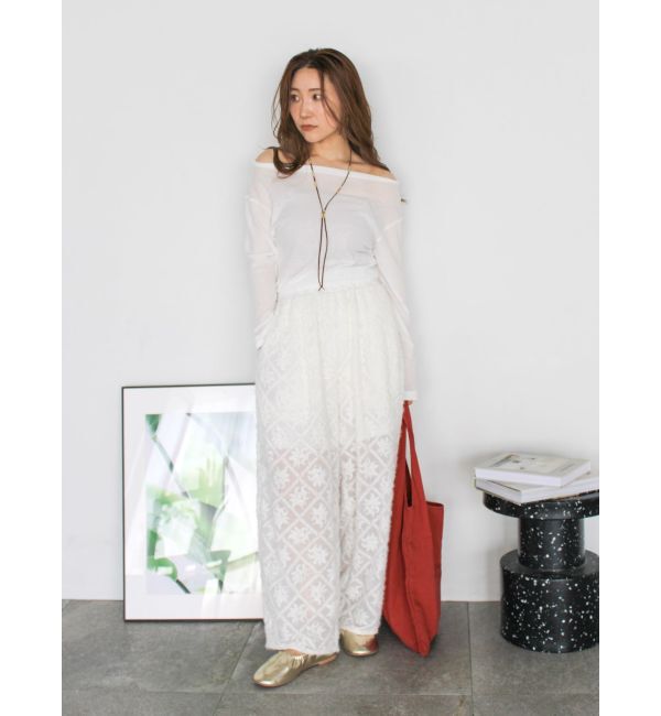 Ungrid「オフショルデザインシアーロングスリーブTee」|Tシャツ・カットソー|