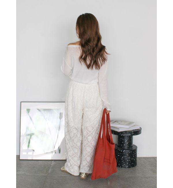 Ungrid「オフショルデザインシアーロングスリーブTee」|Tシャツ・カットソー|