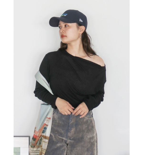 Ungrid「オフショルデザインシアーロングスリーブTee」|Tシャツ・カットソー|