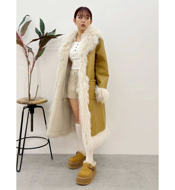 EVRIS「フェイクファームートンロングコート」|その他|