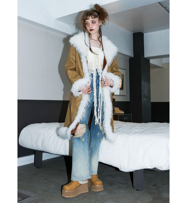 EVRIS「フェイクファームートンロングコート」|その他|