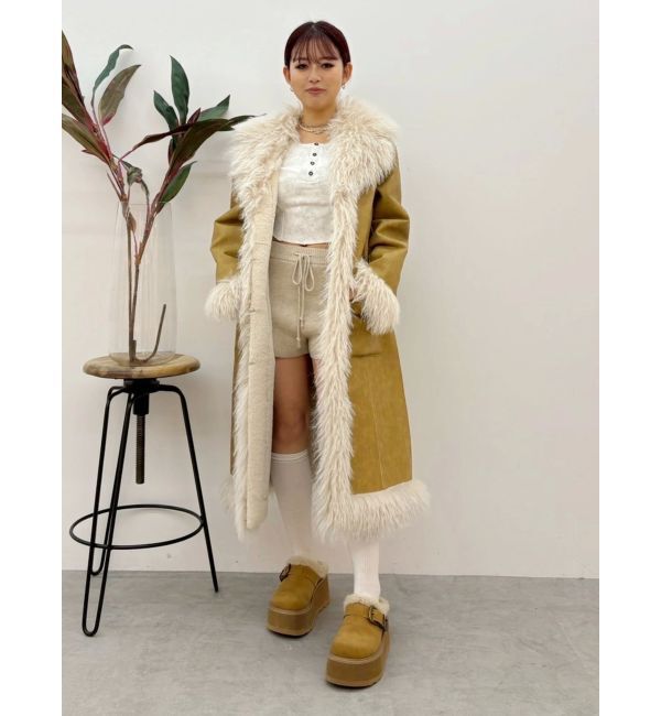 EVRIS「フェイクファームートンロングコート」|その他|