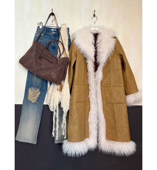 EVRIS「フェイクファームートンロングコート」|その他|