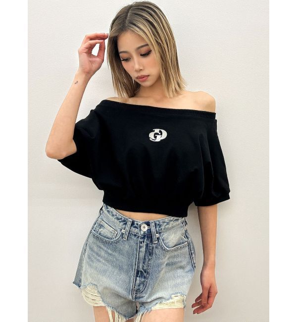 GYDA「ハイウエストJUBEYO bijouデニムショートパンツ」|デニム|