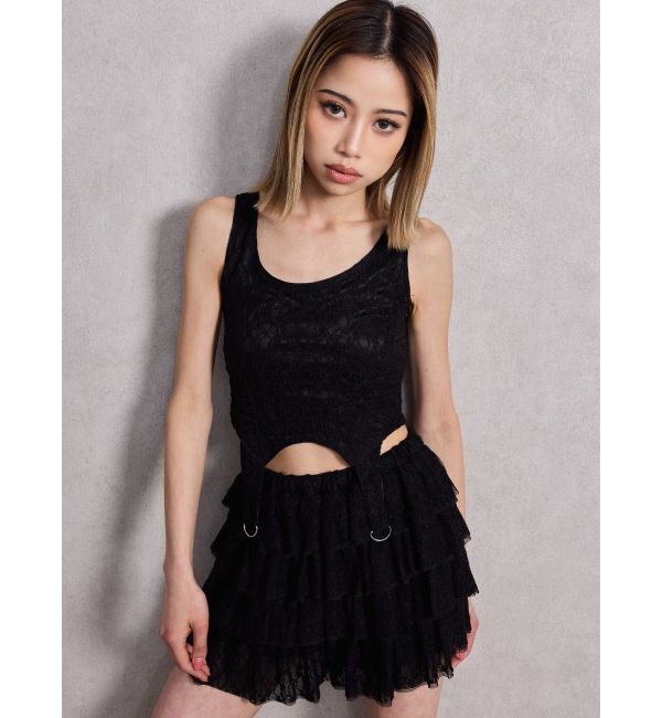 GYDA「Mix material コルセットデザイントップス」|Tシャツ・カットソー|