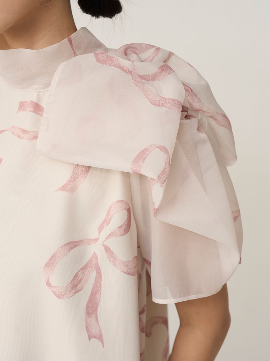 SNIDEL「Sustainableリボンライクオーガンシースルーブラウス」|シャツ・ブラウス|