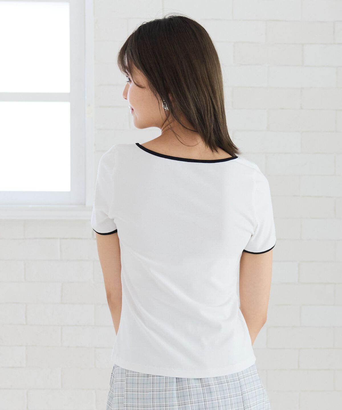 REDYAZEL「リボンエンブロイダリーパイピングＴシャツ」|Tシャツ・カットソー|