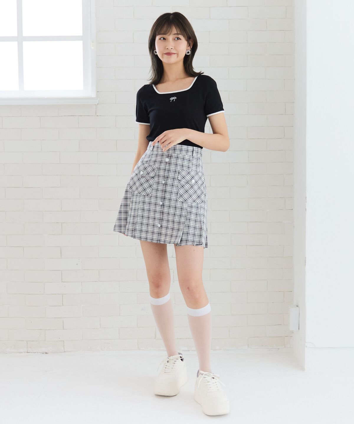 REDYAZEL「リボンエンブロイダリーパイピングＴシャツ」|Tシャツ・カットソー|