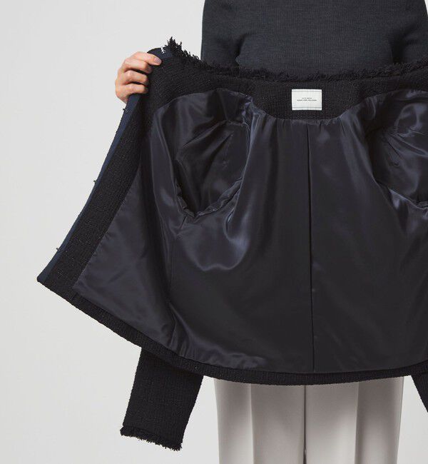 UNITED ARROWS green label relaxing「ツイードライク ノーカラー ジャケット」|ノーカラージャケット|