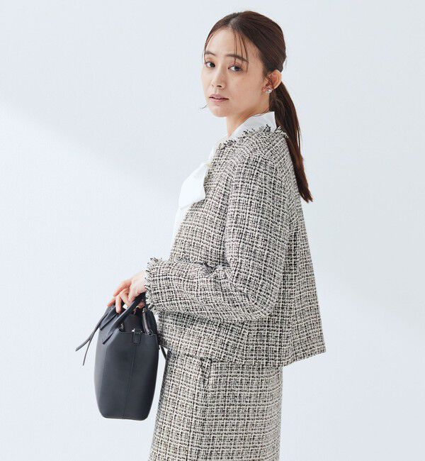 UNITED ARROWS green label relaxing「ツイードライク ノーカラー ジャケット」|ノーカラージャケット|