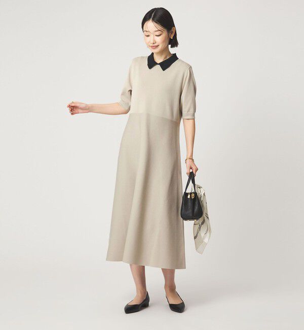 UNITED ARROWS green label relaxing「ハイショク エリツキ ショートスリーブ ニット ワンピース」|ワンピース|NATURAL