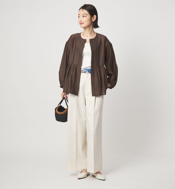 UNITED ARROWS green label relaxing「［size SHORTあり］fleurie(フルリー) シアー ノーカラー ジャケット 接触冷感」|ノーカラージャケット|