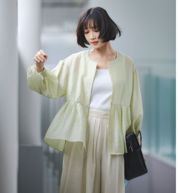 UNITED ARROWS green label relaxing「［size SHORTあり］fleurie(フルリー) シアー ノーカラー ジャケット 接触冷感」|ノーカラージャケット|