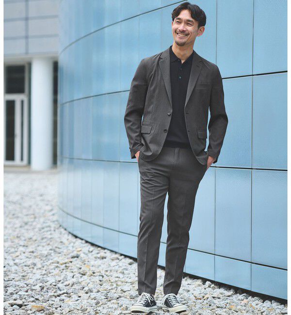 UNITED ARROWS green label relaxing「【WEB限定】JUST fit エアリーカルゼ ナロー セットアップ-2WAYストレッチ・吸水速乾-」|スーツ|DK.GRAY