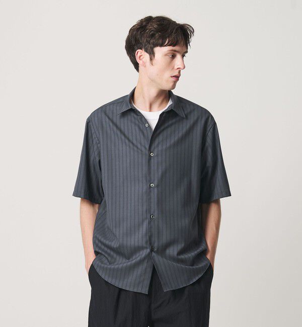 BEAUTY&YOUTH UNITED ARROWS「尾州 ストライプ レギュラー ショートスリーブ シャツ GRANDE TAPERD型 ウォッシャブル MADE IN JAPAN」|シャツ・ブラウス|DK.GRAY