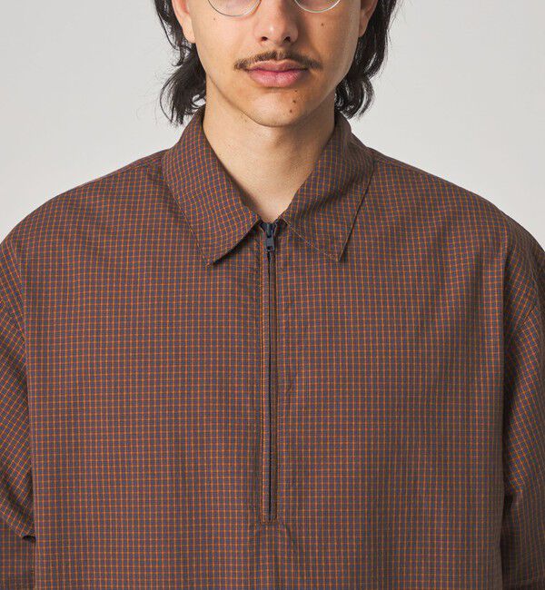 STEVEN ALAN「＜Steven Alan＞ オーガニックコットン チェック ジップ プルオーバー ショートスリーブ シャツ」|シャツ・ブラウス|